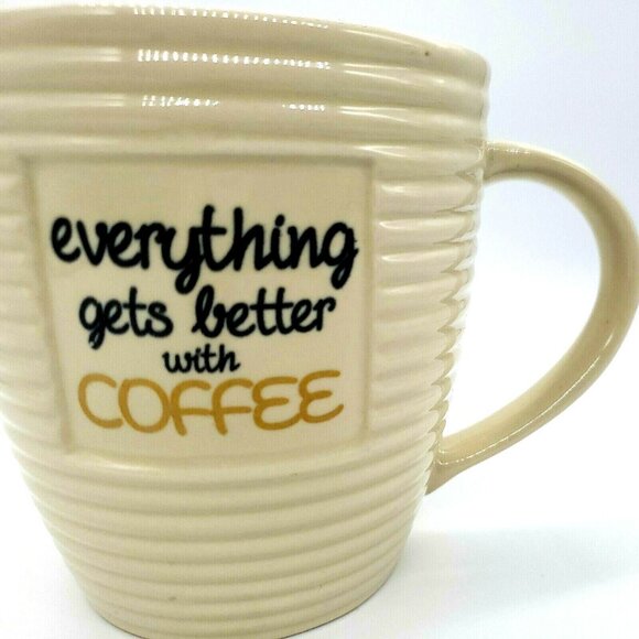 The Old Pottery Company "everything gets better with Coffee" Ribbed Coffee Mug - Picture 5 of 12